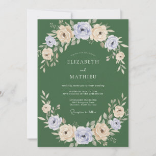 Sage Green Blossom Arch Wedding Invitation