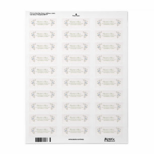 Sage Green Blue Botanical Wedding Return Address Label