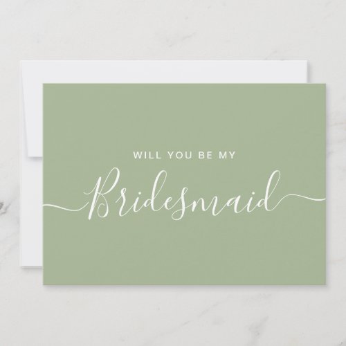 Sage Green Blue Bridesmaid Proposal Card