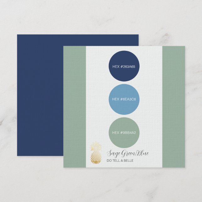 Sage Green Blue Color Palette Card (Front/Back)