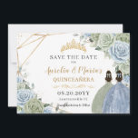 Sage Green Blue Floral Twins Quinceanera Sweet 16 Save The Date<br><div class="desc">Matching items available in store! (c) The Happy Cat Studio</div>