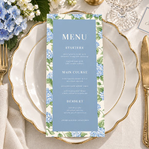 Sage Green & Blue Garden Floral Hydrangea Wedding Menu