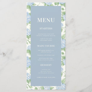 Sage Green & Blue Garden Floral Hydrangea Wedding Menu