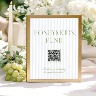 Sage Green & Blue Honeymoon Fund QR Code Sign