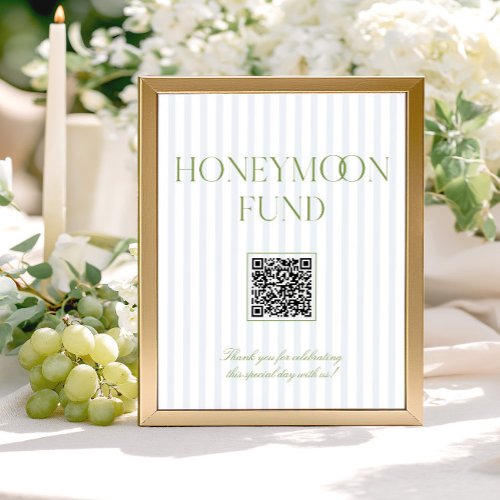 Sage Green & Blue Honeymoon Fund QR Code Sign