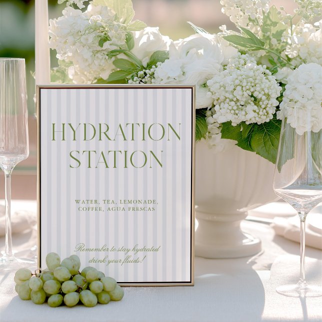Sage Green & Blue Stripe Hydration Station Sign (Sage Green & Blue Stripe Hydration Station Sign)