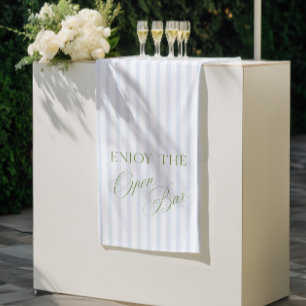 Sage Green & Blue Stripe Wedding Open Bar Banner