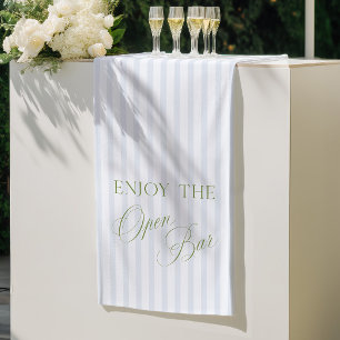 Sage Green & Blue Stripe Wedding Open Bar Banner