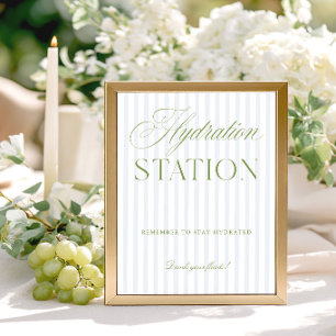 Sage Green & Blue Wedding Hydration Station Sign