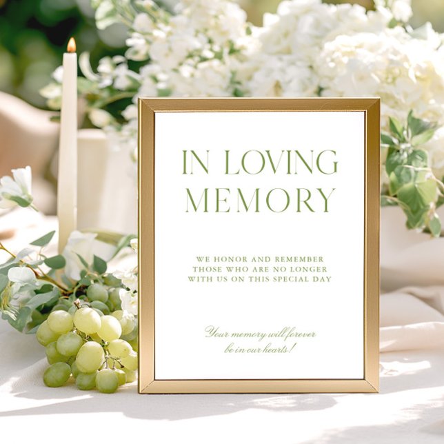 Sage Green & Blue Wedding In Loving Memory Sign (Sage Green & Blue Wedding In Loving Memory Sign)