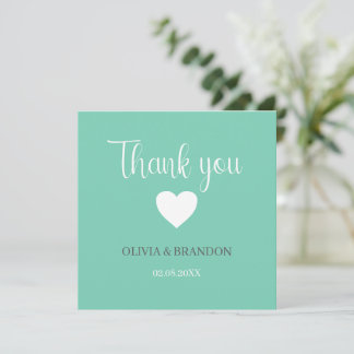 Sage Green Blue Wedding Thank You Note Card
