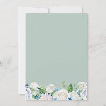 Sage Green Blue White Floral Bouquet Bridal Shower Invitation | Zazzle