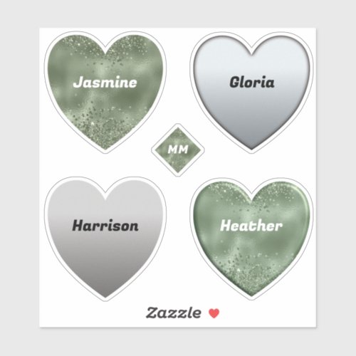 Sage Green Blurred Pattern with Glitter Effect Sticker