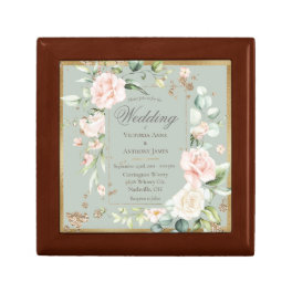 Sage Green Blush Elegant Floral Wedding Invitation Gift Box