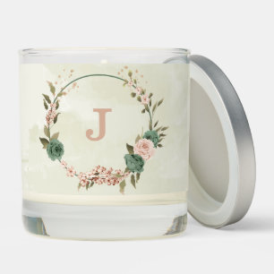 sage green blush flowers wedding scented candle