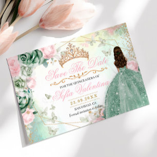 Sage Green Blush Pink Enchanted Forest 15 Anos Save The Date
