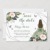 Sage Green Blush Pink Floral Quinceañera
