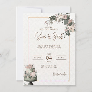 Sage Green & Blush Pink Floral Wedding Invitations