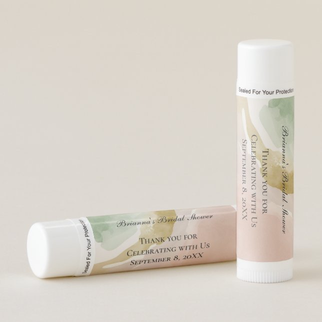 Sage Green Blush Pink Gold Favor Bridal Shower  Lip Balm (Front)