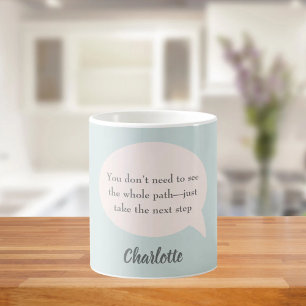 Sage green blush pink inspirational goal quote coffee mug