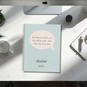 Sage green blush pink inspirational goal quote notebook