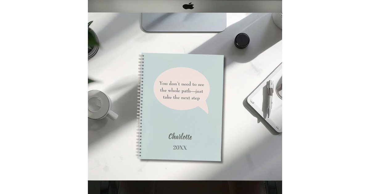 Pink Quotes Notebook Sage green blush pink inspirational goal quote notebook | Zazzle
