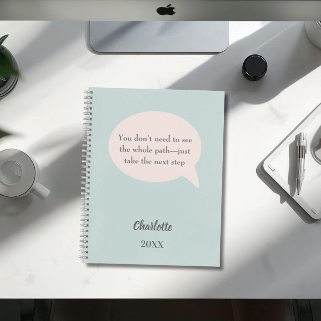Sage green blush pink inspirational goal quote notebook (Creator Uploaded)
