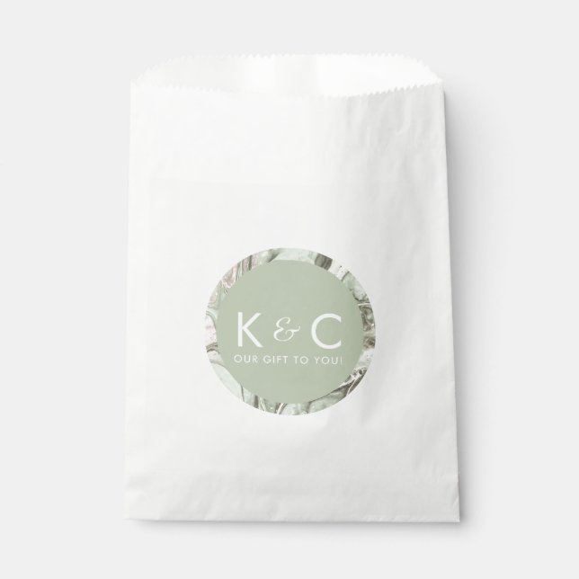 Sage Green & Blush Pink Marble Treat Favor Bag (Front)