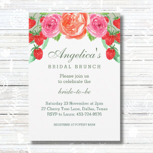 Sage Green Blush Pink Peach Peony Bridal Brunch Invitation