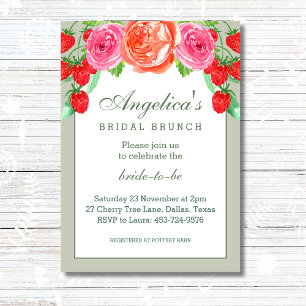 Sage Green Blush Pink Peach Peony Bridal Brunch Invitation