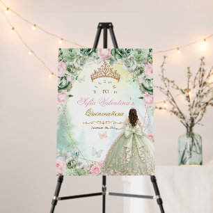 Sage Green Blush Pink Princess Quinceañera Foam Board