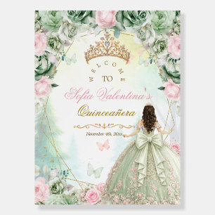 Sage Green Blush Pink Princess Quinceañera   Foam Board