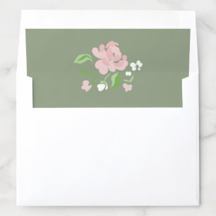 Sage Green Blush Watercolor Floral Wedding Envelope Liner