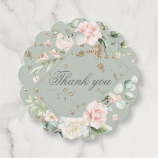 Sage Green Blush Watercolor Floral Wedding Favor T Favor Tags