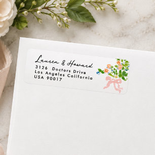 Sage Green Blush Watercolor Rococo Wedding Return Label