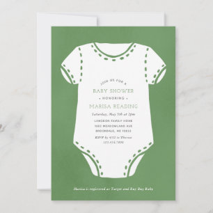 Sage Green Bodysuit Minimalist Baby Shower Invitation