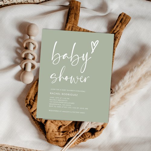 Sage Green Bohemian Baby Shower Invitation Flyer