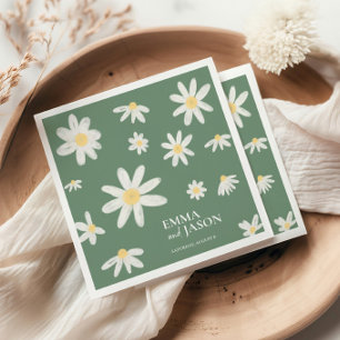 Sage Green Bohemian Daisy Flower Napkins