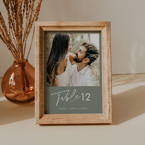 SAGE Green Bohemian Photo Table Number 5x7