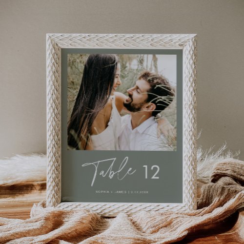 SAGE Green Bohemian Photo Table Number 8x10 Poster