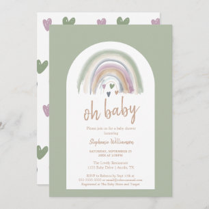 Sage Green Boho Arch Baby Shower Invitation