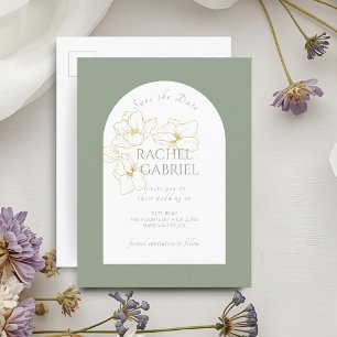 Sage Green | Boho Arch Gold Floral Wedding Save The Date
