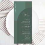 Sage Green Boho Arch Guest Name Wedding Dinner Men Menu<br><div class="desc">This elegant wedding menu featuring custom text,  sage green arches and green background would make a wonderful addition to your party! Easily change the text by clicking on the "personalize this template" option.</div>