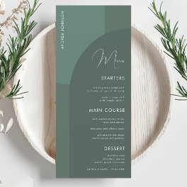Sage Green Boho Arch Guest Name Wedding Dinner Men Menu