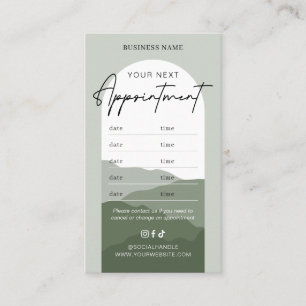 Sage Green Boho Arch Logo Makeup Hair Salon Appointment Card