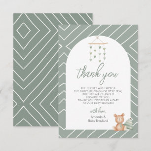Sage Green Boho Baby Nursery Thank You Card