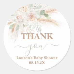 Sage Green Boho Baby Shower Classic Round Sticker