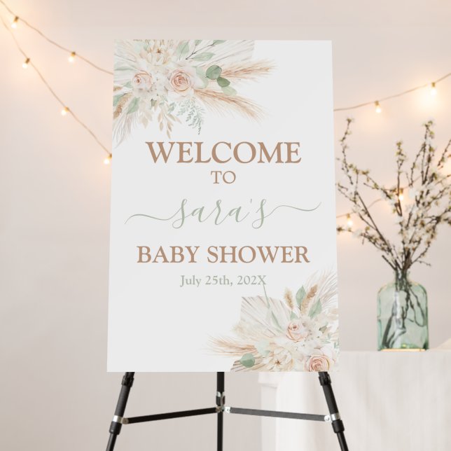 Sage Green Boho Baby Shower Welcome foam board  (In Situ (Stand))
