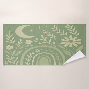 Sage Green Boho Bath Towel
