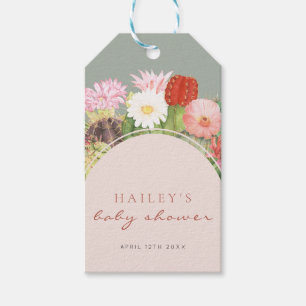 Sage Green Boho Bloom Cactus Baby Shower Gift Tags